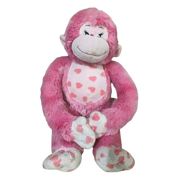 Build-A-Bear Other - Bulid A Bear Plush Pink Hearts Monkey Hug For You Hanging Monkey 18" Stuffed Toy